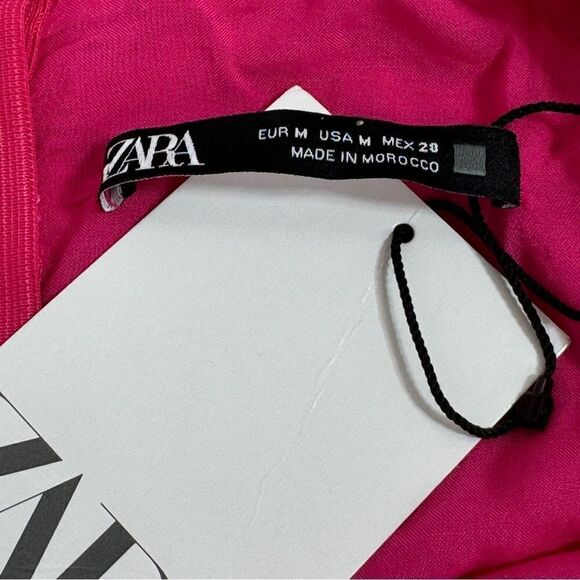 Zara Floral Lace Halter‎ Midi Sheath Dress Pink Medium Open Back - Picture 12 of 15